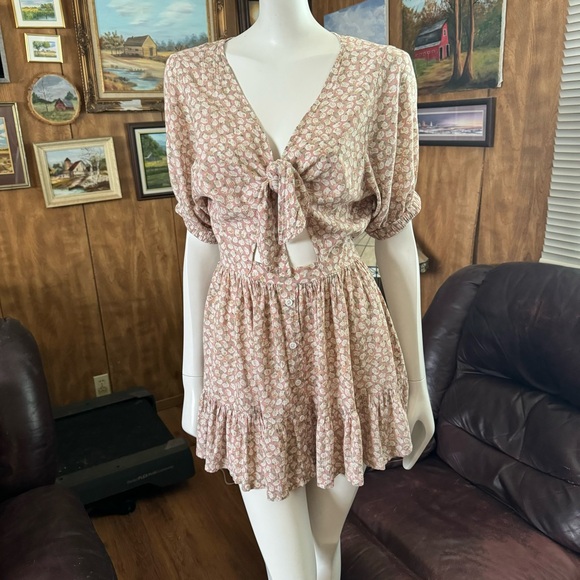 Faithfull the Brand Margot Tie Front Cutout Dress - Picture 3 of 5